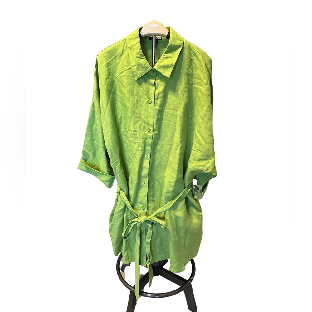 East 5th Woman Linen Rayon Blend Green Button down 2X NWT